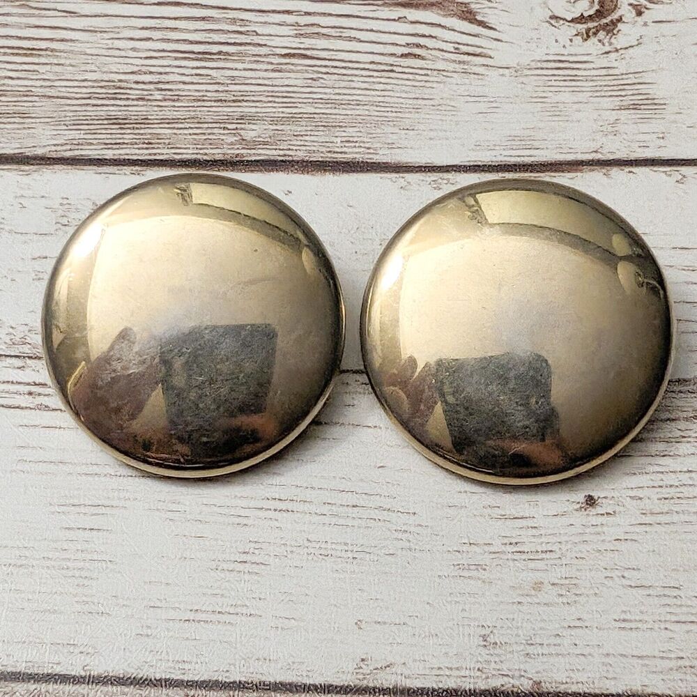 Vintage Clip On Earrings - 1.25" Gold Tone - Poor Condition